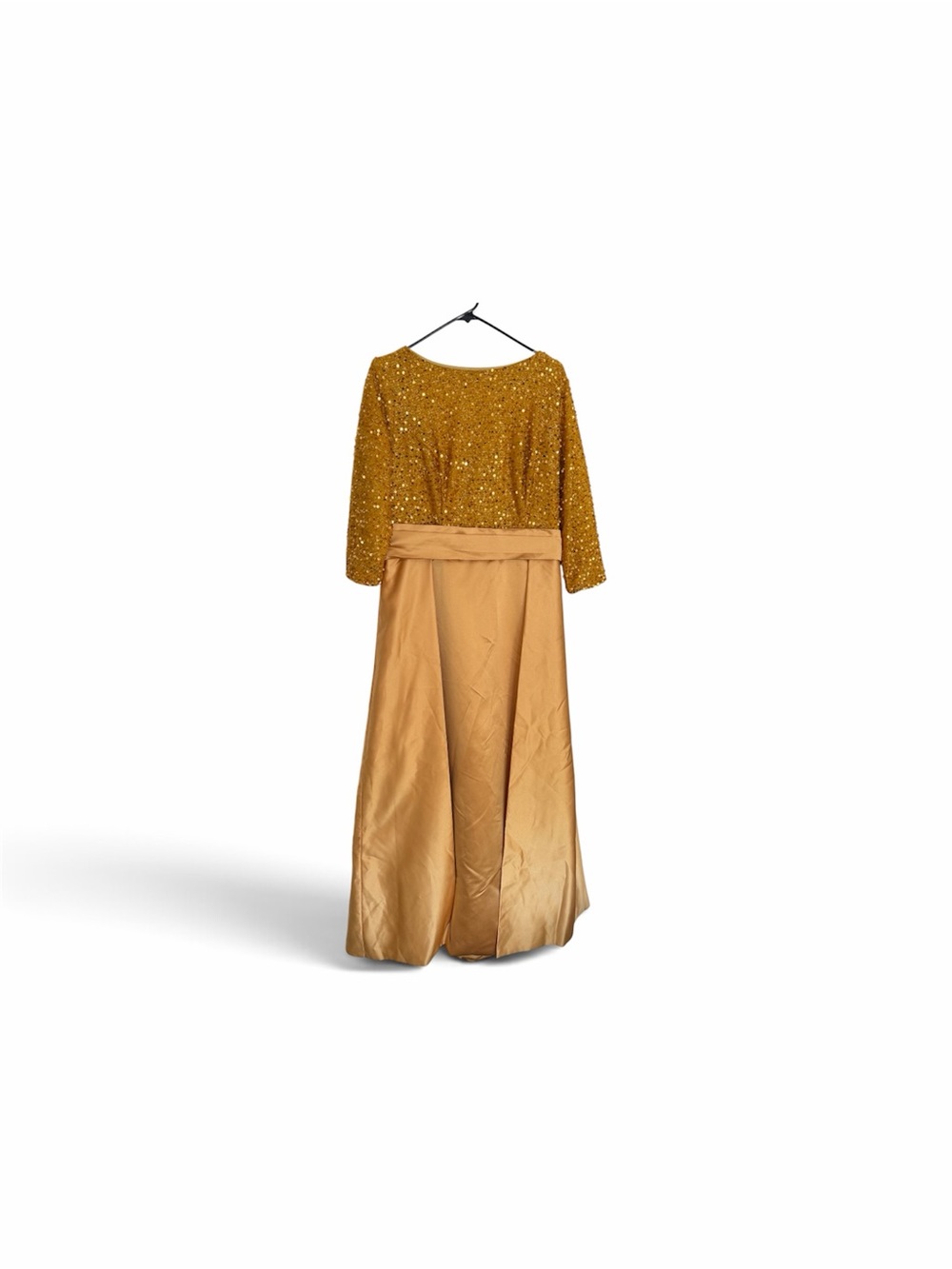 Gold Sequin Bodice Evening Dress